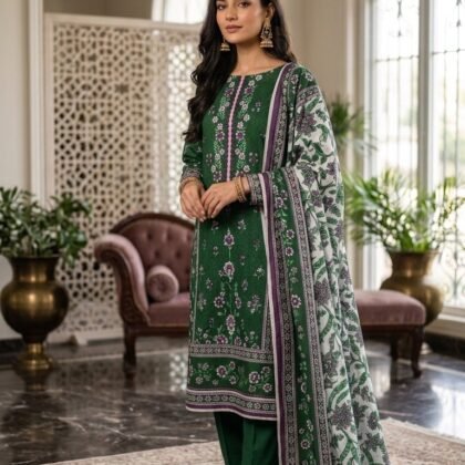 Desire by Motifz Linen 3PC – Emerald Green Floral Suit